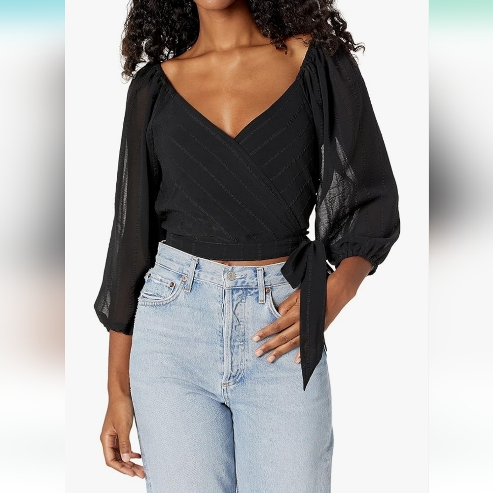 BCBGeneration Blouse 3/4 Sleeve, Wrap Style, Functional Tie - XL